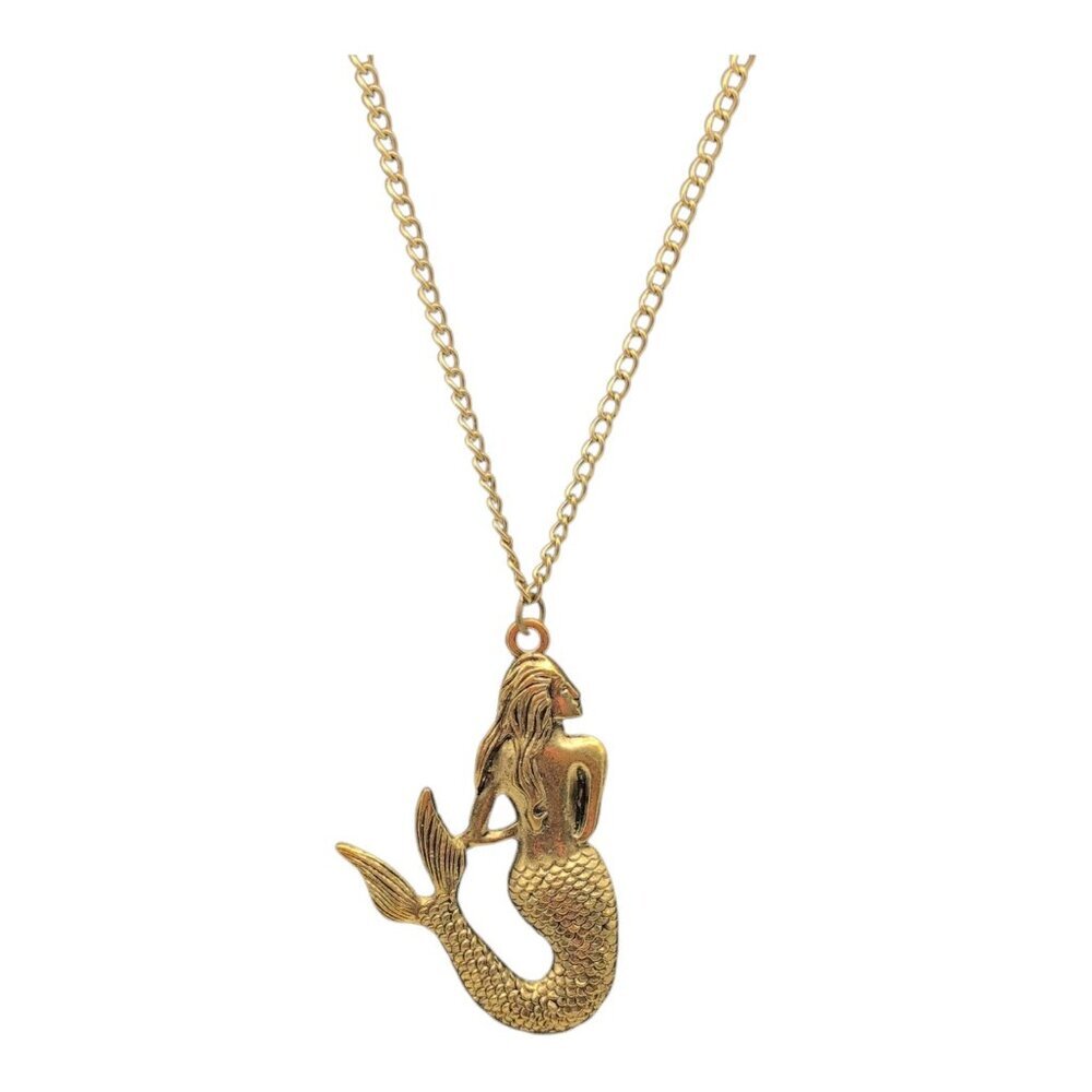 Martine Mail Mermaid Antique Gold Tone Unisex Necklace‎